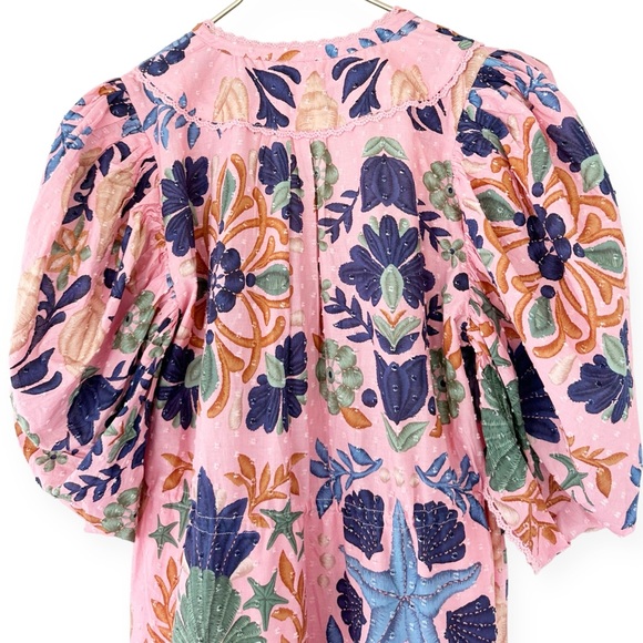 Farm Rio • Seashell Tapestry Short-Sleeve Mini Dress NWOT - Picture 5 of 16